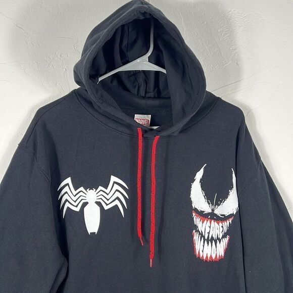 🔥🔥 “NWT” MARVEL VENOM Spider-Man Puff Print Graphic Hoodie Sweatshirt Sz 2XL - Picture 2 of 9